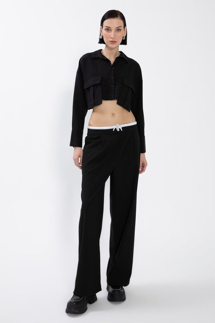 BSL Women Wide Trousers with Double Waistband - Netishyn