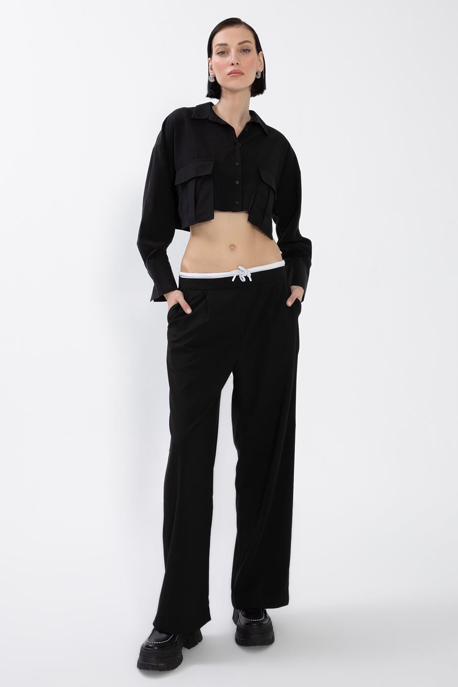 BSL Women Wide Trousers with Double Waistband - Netishyn