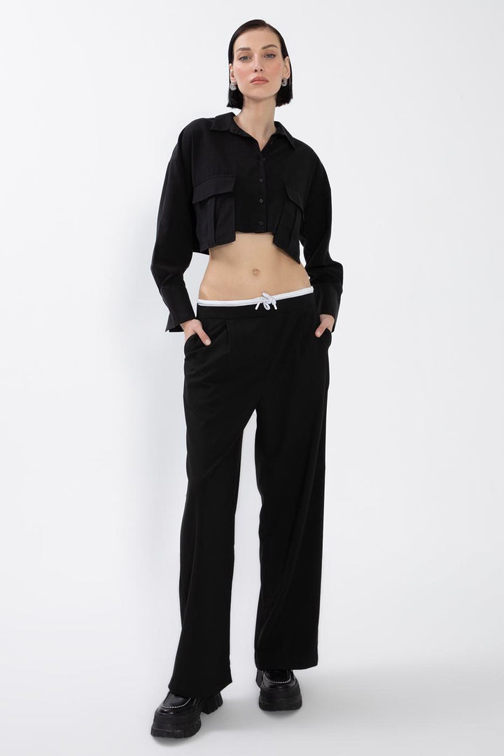 BSL Women Wide Trousers with Double Waistband - Netishyn
