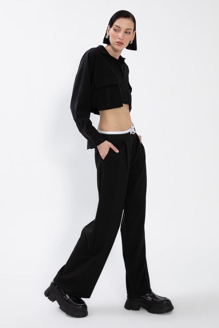 BSL Women Wide Trousers with Double Waistband - Netishyn