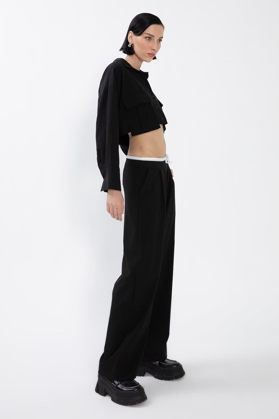 BSL Women Wide Trousers with Double Waistband - Netishyn