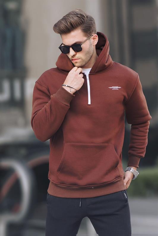 MDX Dark Brown Zippered Hooded Sweatshirt 6143 - Lipjan