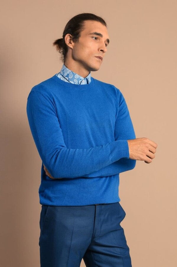 WSS Circle Collar Indigo Color Sweater  - Fulham