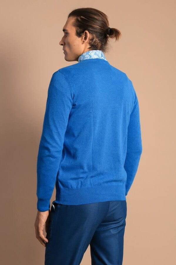 WSS Circle Collar Indigo Color Sweater  - Fulham