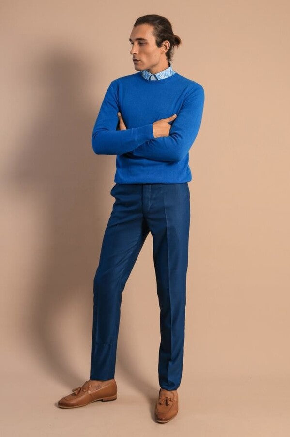 WSS Circle Collar Indigo Color Sweater  - Fulham