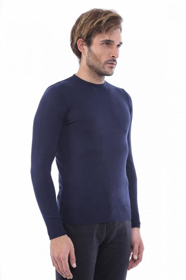 WSS Circle Collar Navy Blue Sweater  - Brest