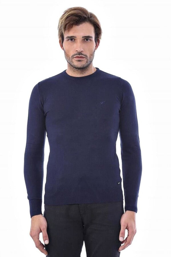 WSS Circle Collar Navy Blue Sweater  - Brest