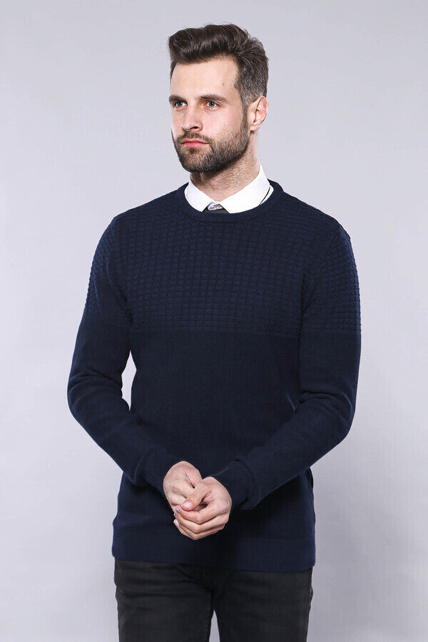 WSS Circle Neck Navy Sweater  - Stockton-on-Tees
