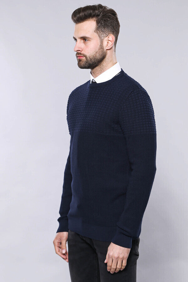 WSS Circle Neck Navy Sweater  - Stockton-on-Tees