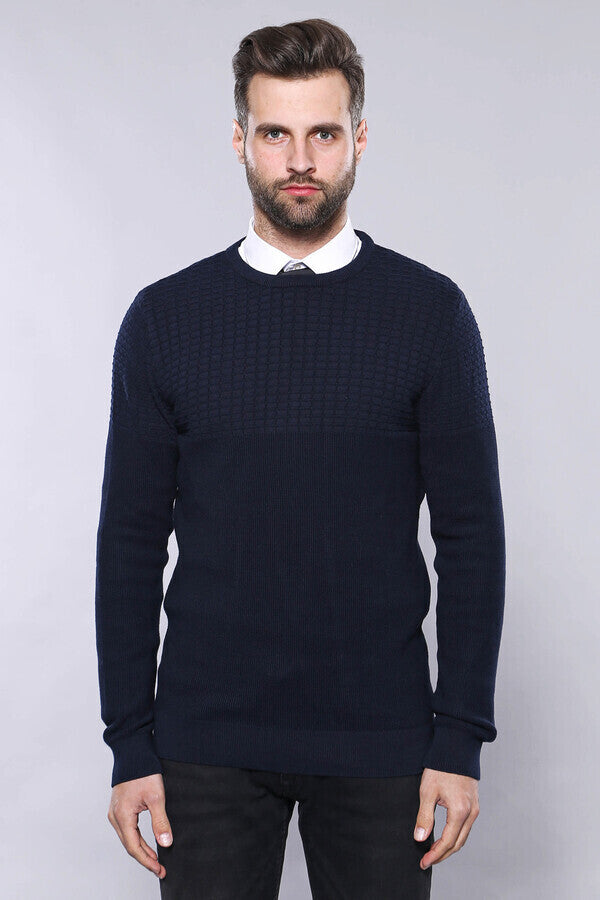 WSS Circle Neck Navy Sweater  - Stockton-on-Tees