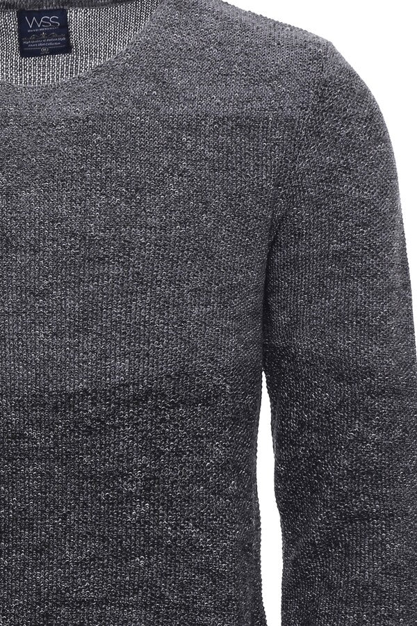 WSS Circle Neck Patterned Grey Knitwear  - Prince George