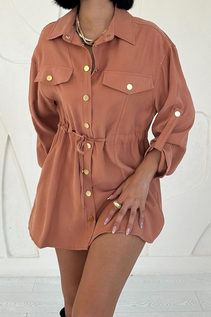 ELS Snap-button Tunnel Shirt - Terracotta - Twickenham