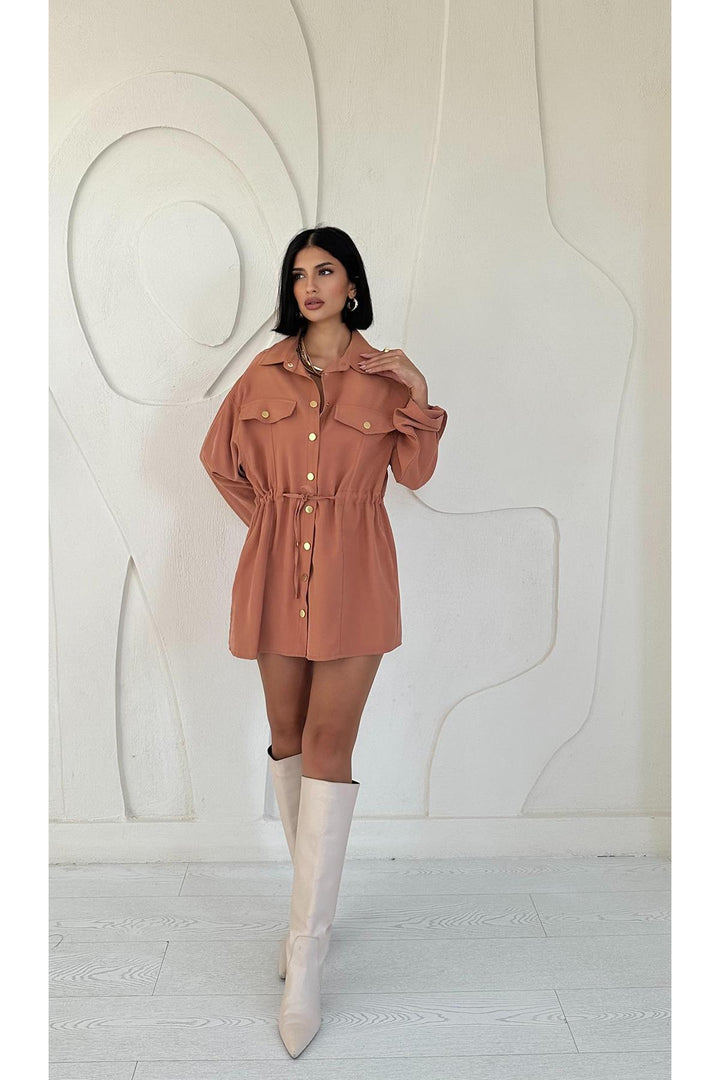 ELS Snap-button Tunnel Shirt - Terracotta - Twickenham