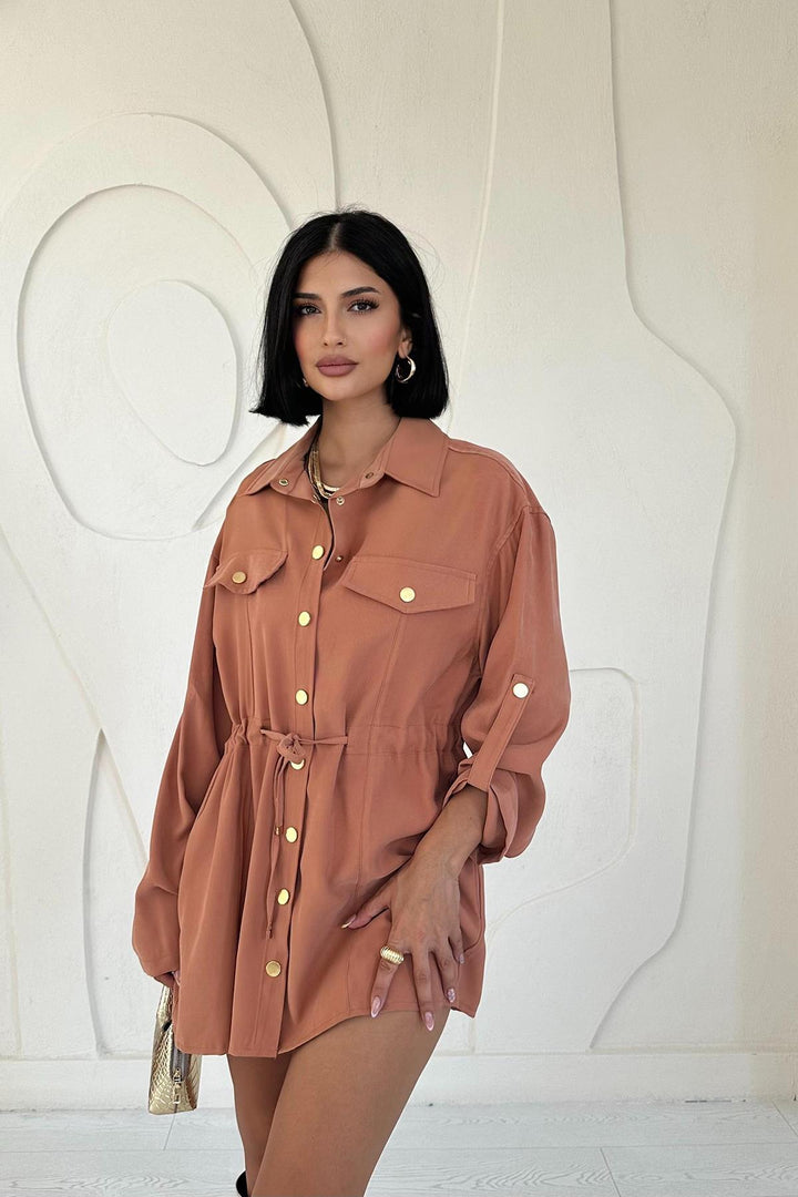 ELS Snap-button Tunnel Shirt - Terracotta - Twickenham