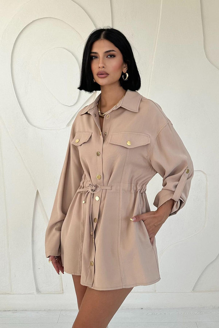 ELS Snap Button Tunnel Shirt - Mink - Stevenage