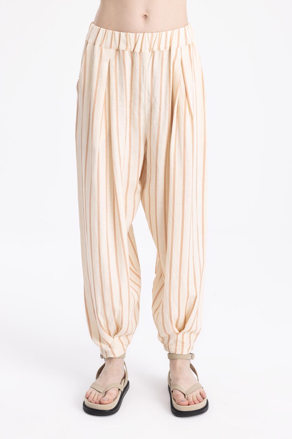 BSL Women Striped Linen Carrot Pants - Rapid City