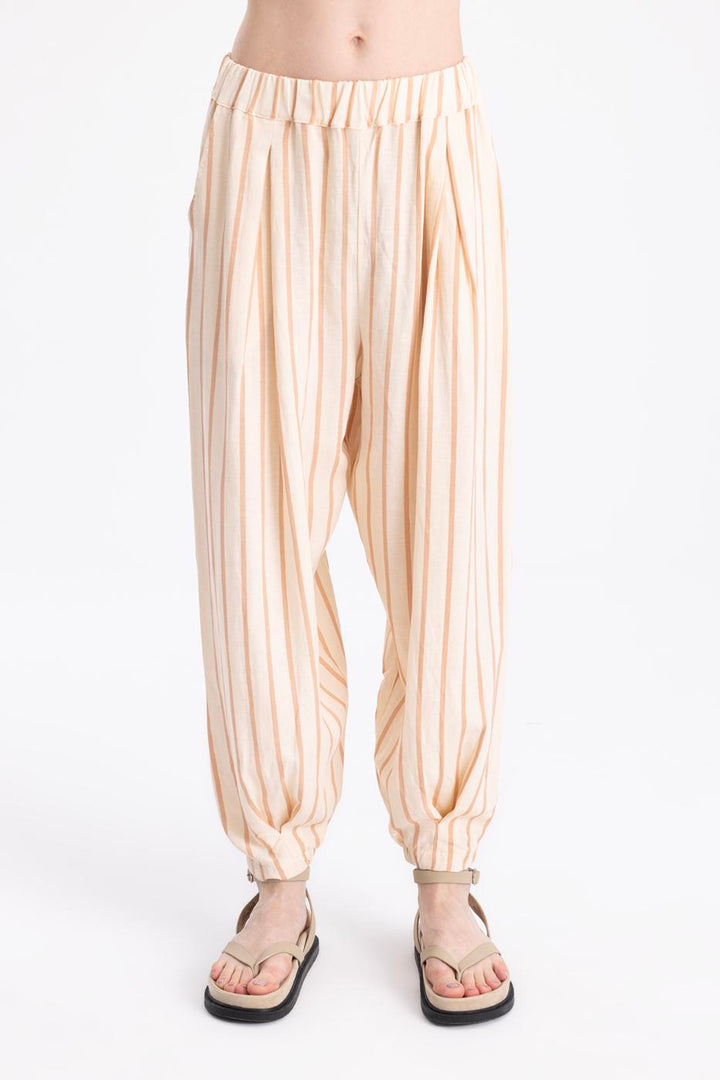 BSL Women Striped Linen Carrot Pants - Rapid City
