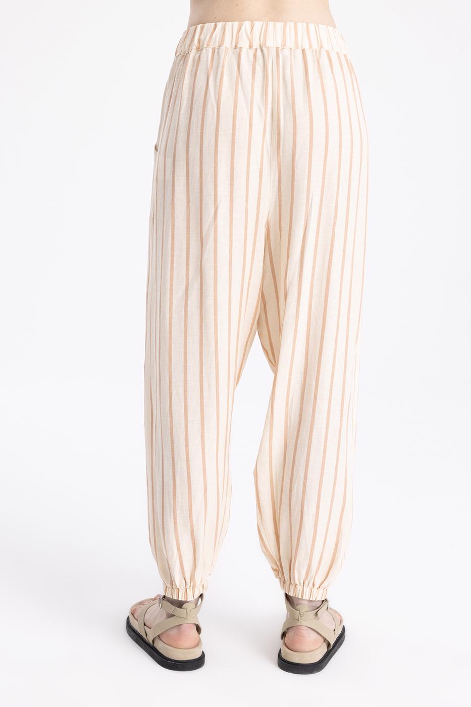 BSL Women Striped Linen Carrot Pants - Rapid City