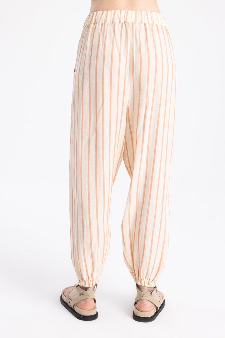 BSL Women Striped Linen Carrot Pants - Rapid City