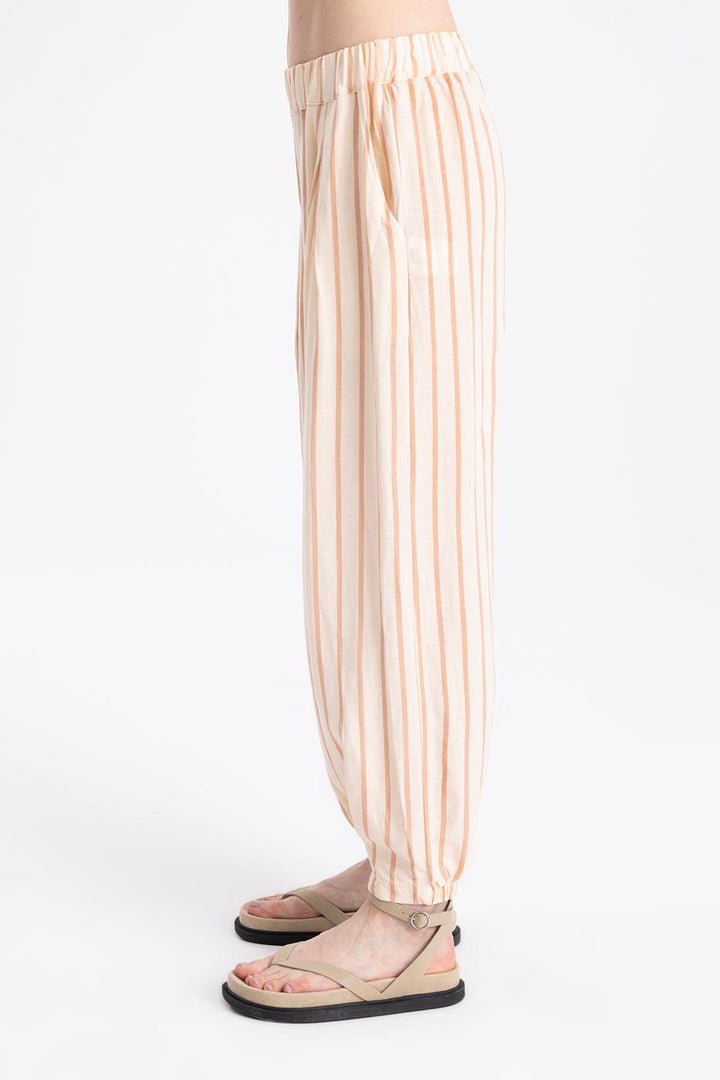 BSL Women Striped Linen Carrot Pants - Rapid City