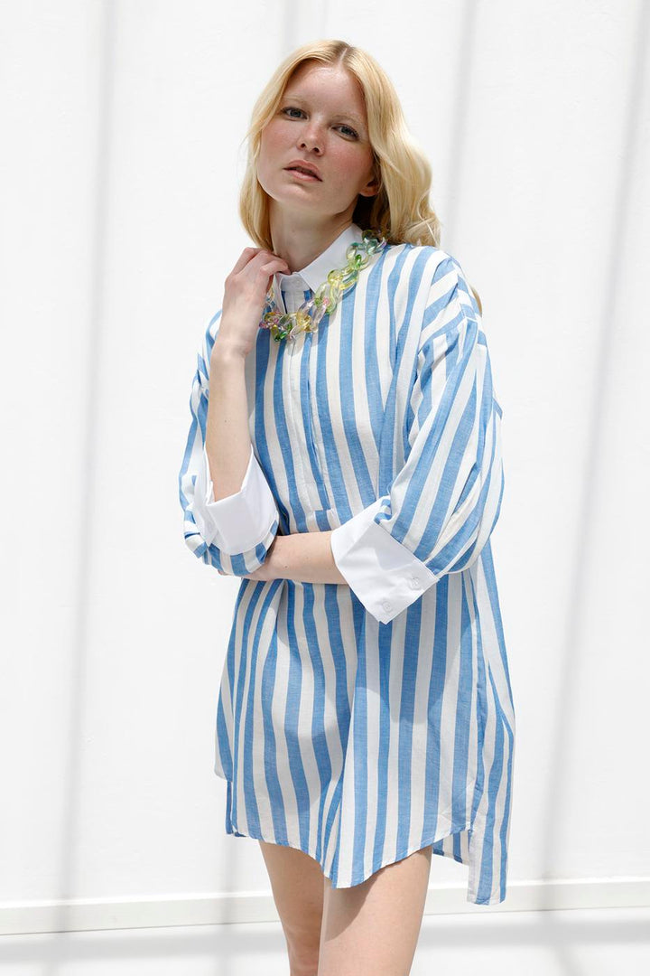 BSL Women Striped Linen Blend Mini Dress - Farnborough
