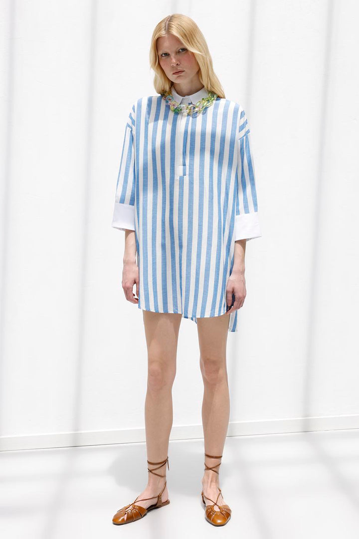 BSL Women Striped Linen Blend Mini Dress - Farnborough