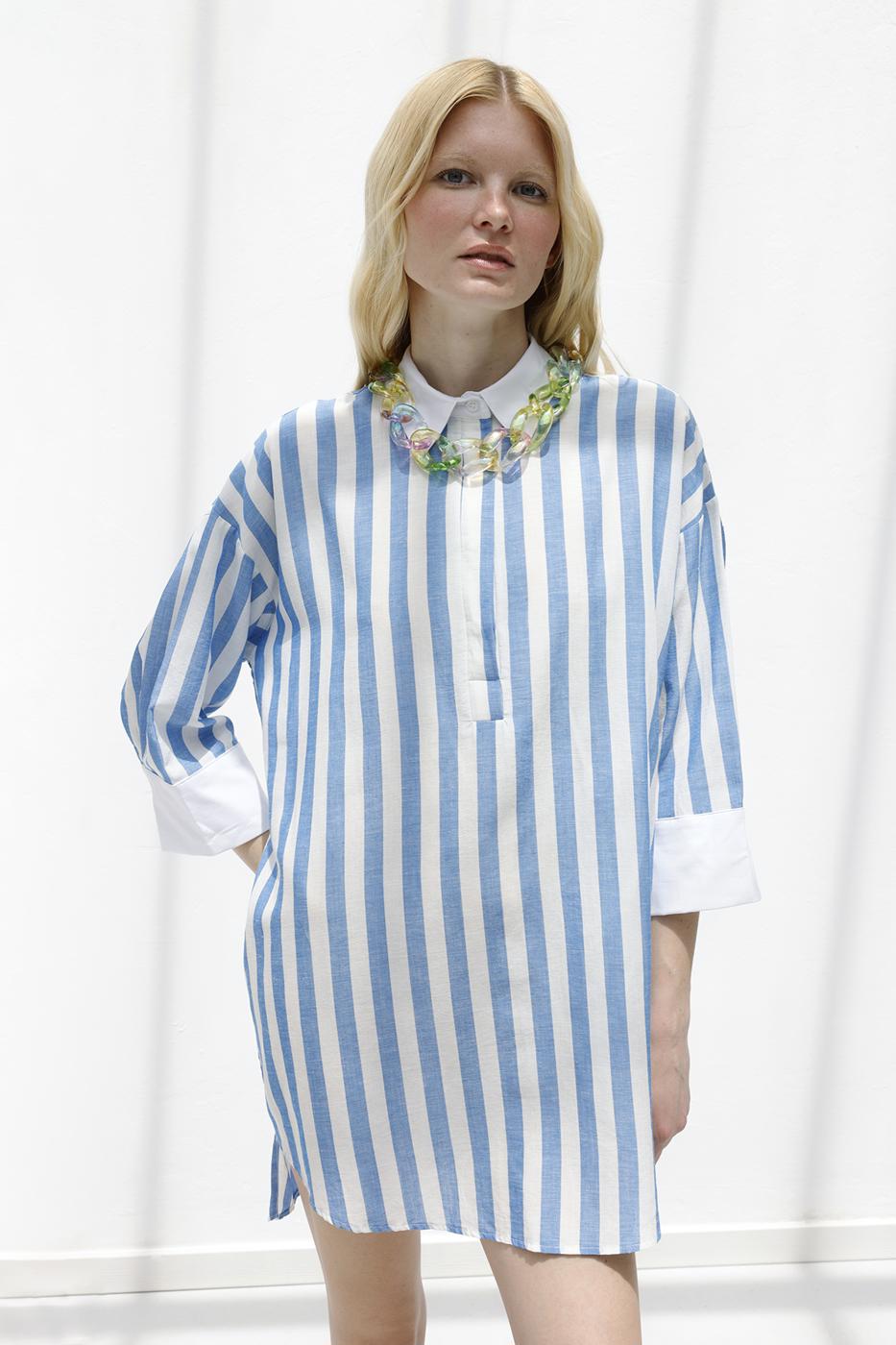 BSL Women Striped Linen Blend Mini Dress - Farnborough