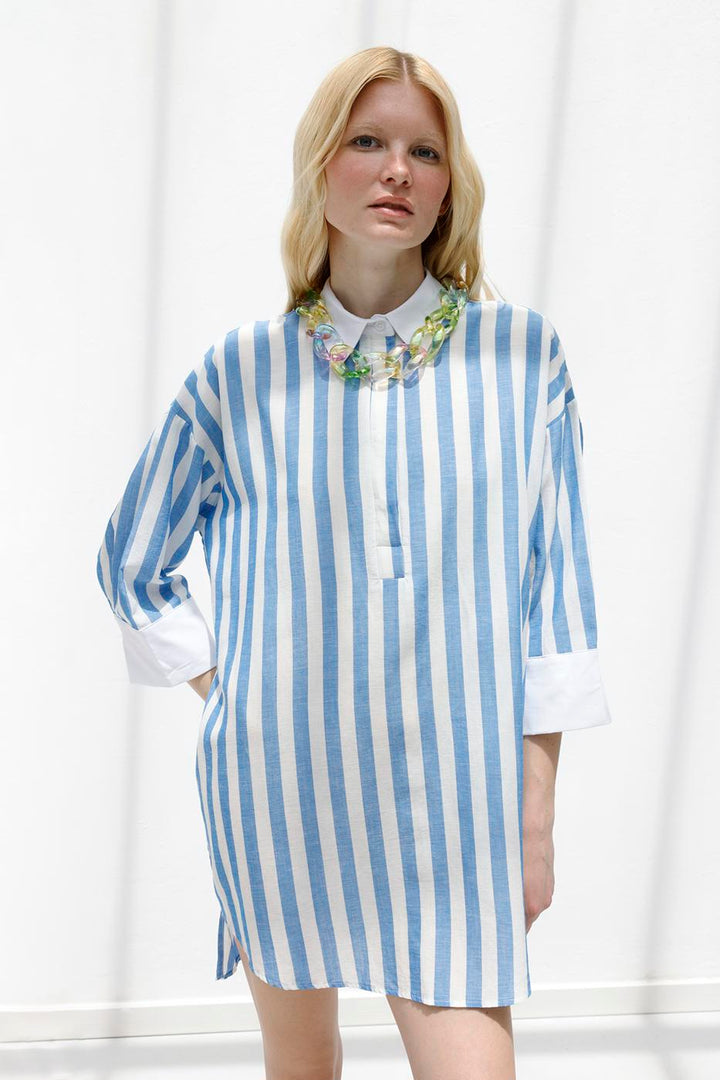 BSL Women Striped Linen Blend Mini Dress - Farnborough