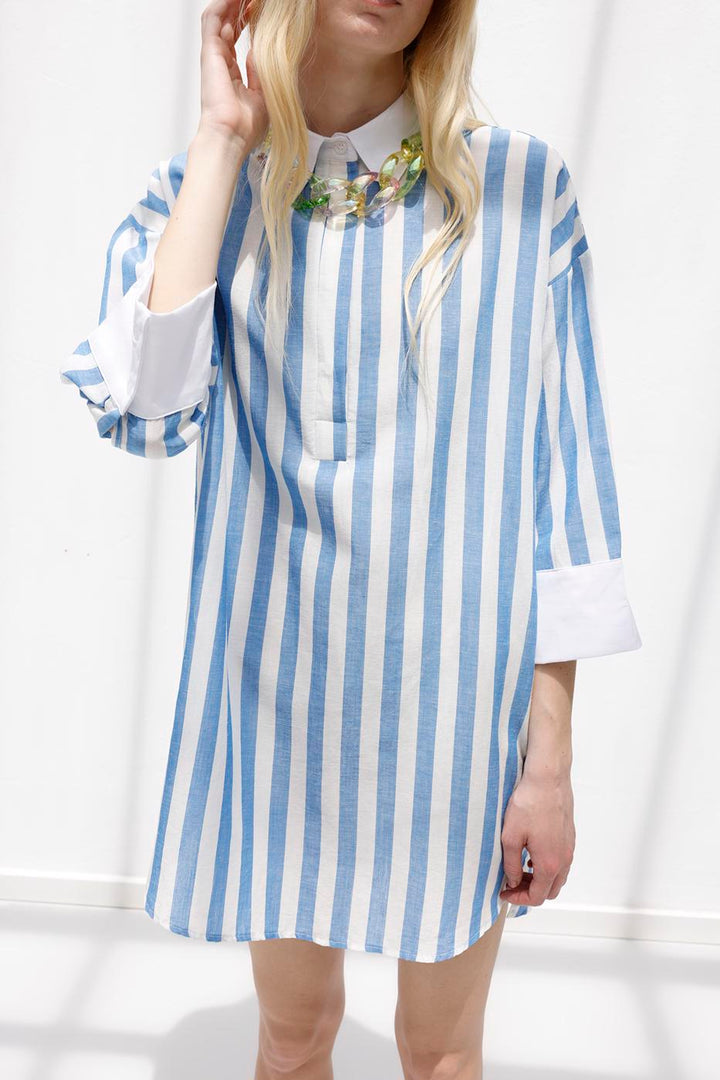 BSL Women Striped Linen Blend Mini Dress - Farnborough