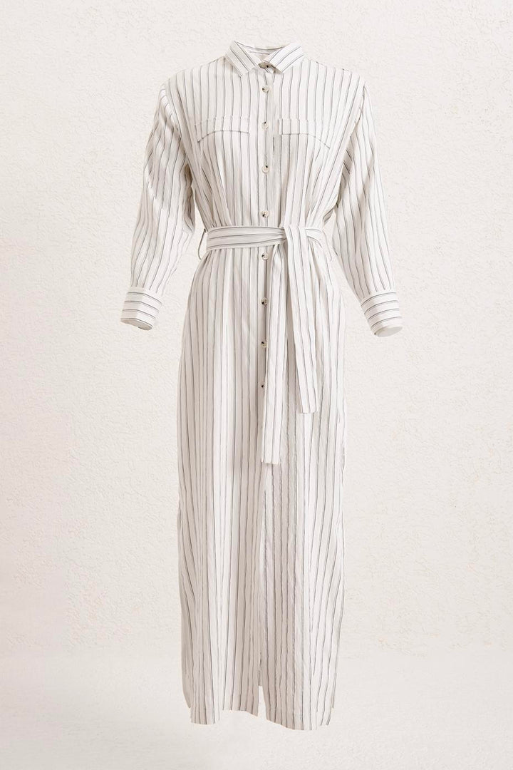BSL Women Striped Midi Shirt Dress - Port St. Lucie