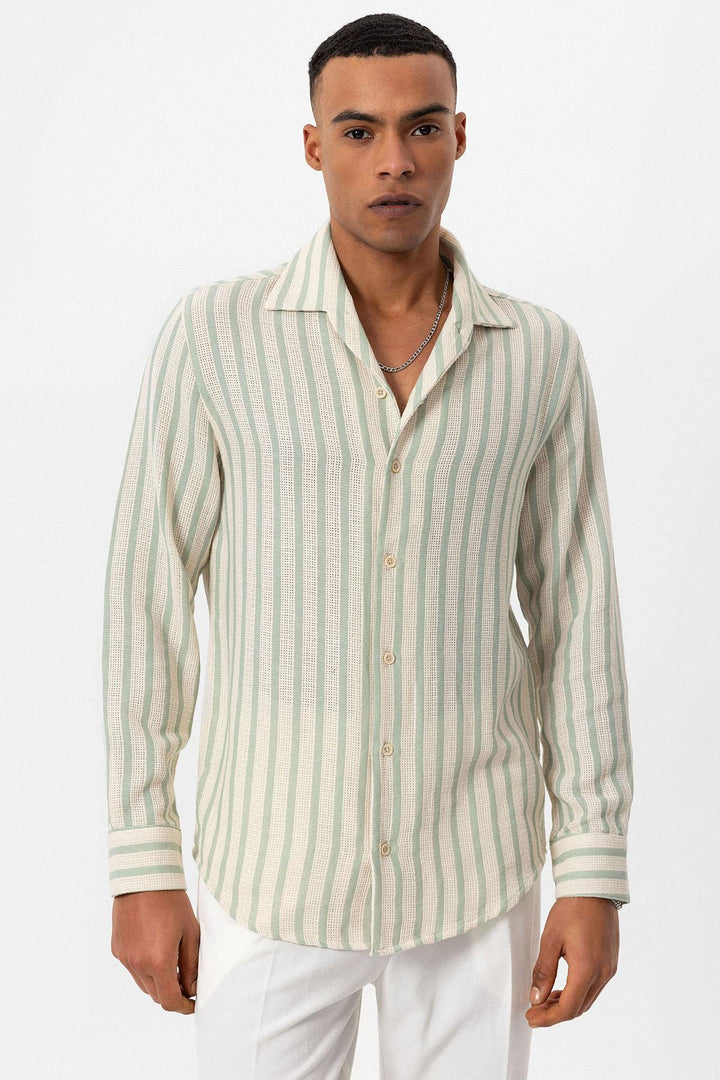 ANT Striped Knitted Long Sleeve Men's Shirt - Pombal