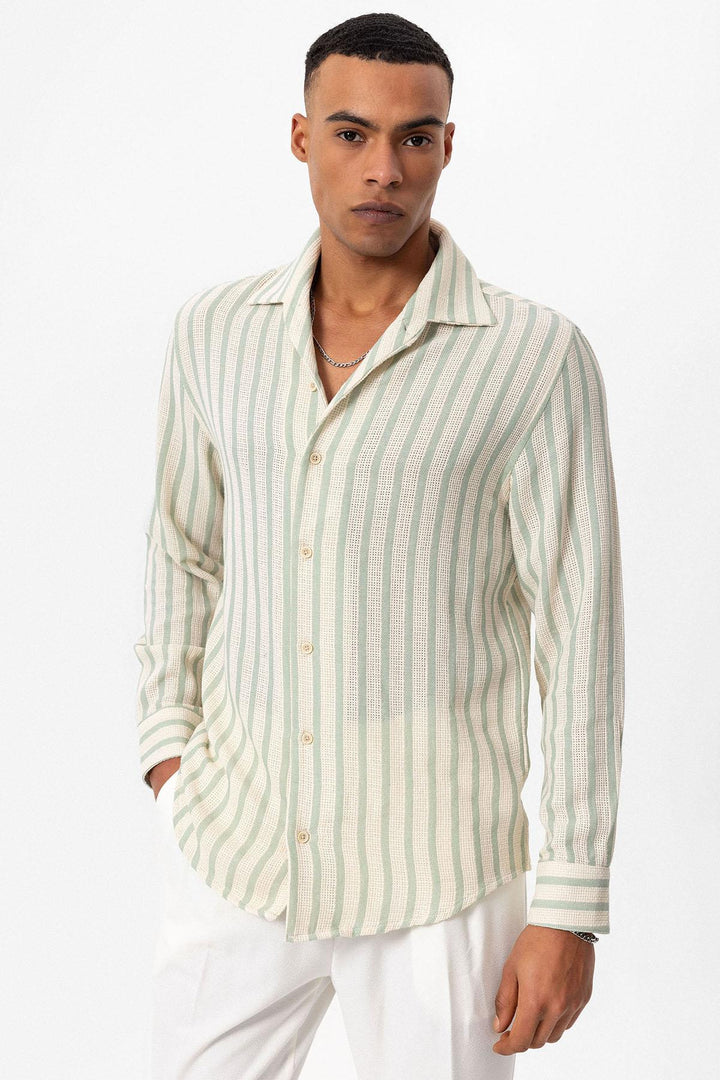 ANT Striped Knitted Long Sleeve Men's Shirt - Pombal