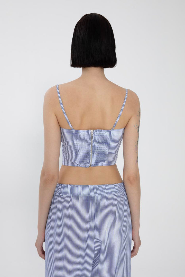 BSL Women Striped Poplin Strappy Bustier - Cedar Falls
