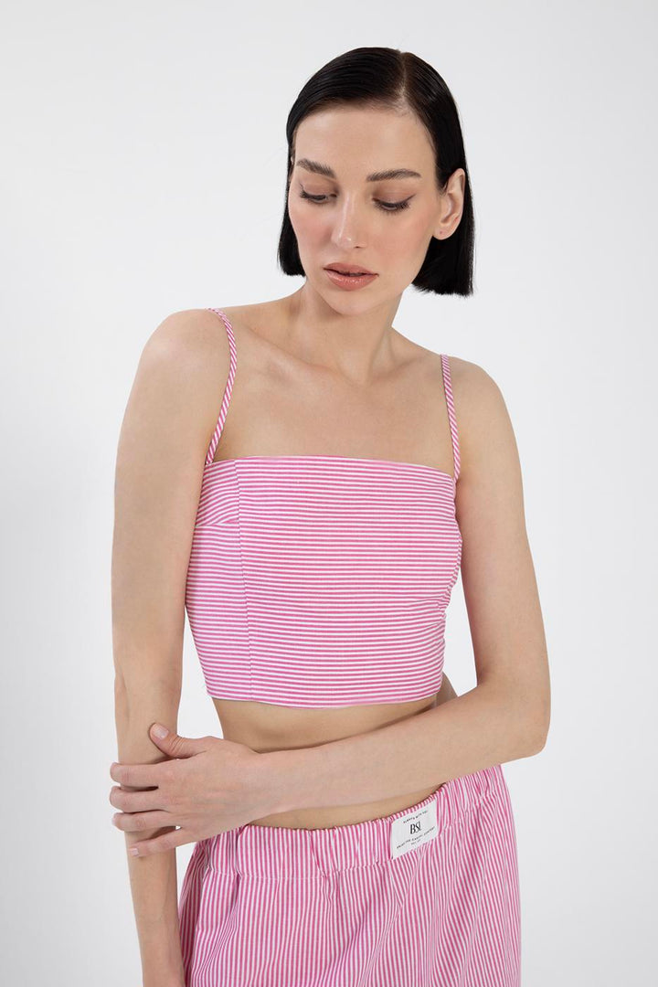 BSL Women Striped Poplin Strappy Bustier - Arlington