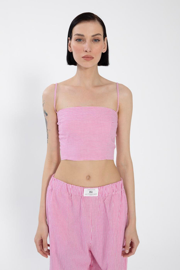 BSL Women Striped Poplin Strappy Bustier - Arlington