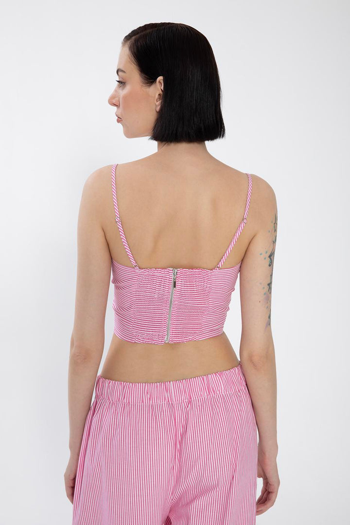 BSL Women Striped Poplin Strappy Bustier - Arlington