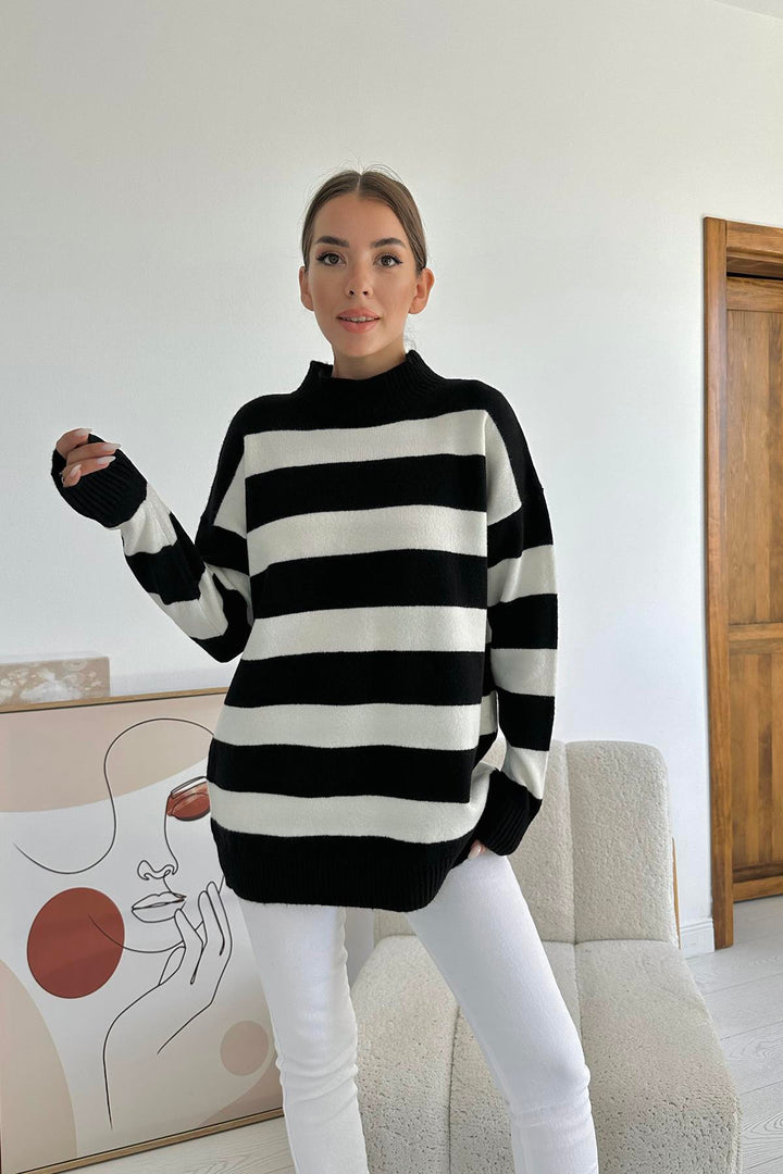 ELS Striped Knit Sweater - Black - Tezonapa