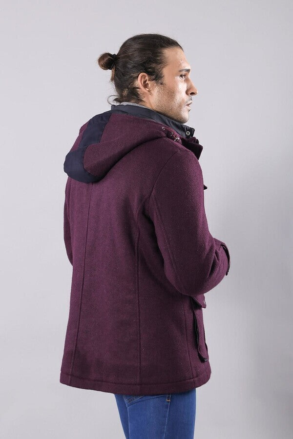 WSS Claret Red Felt Hooded Coat  - Toluca