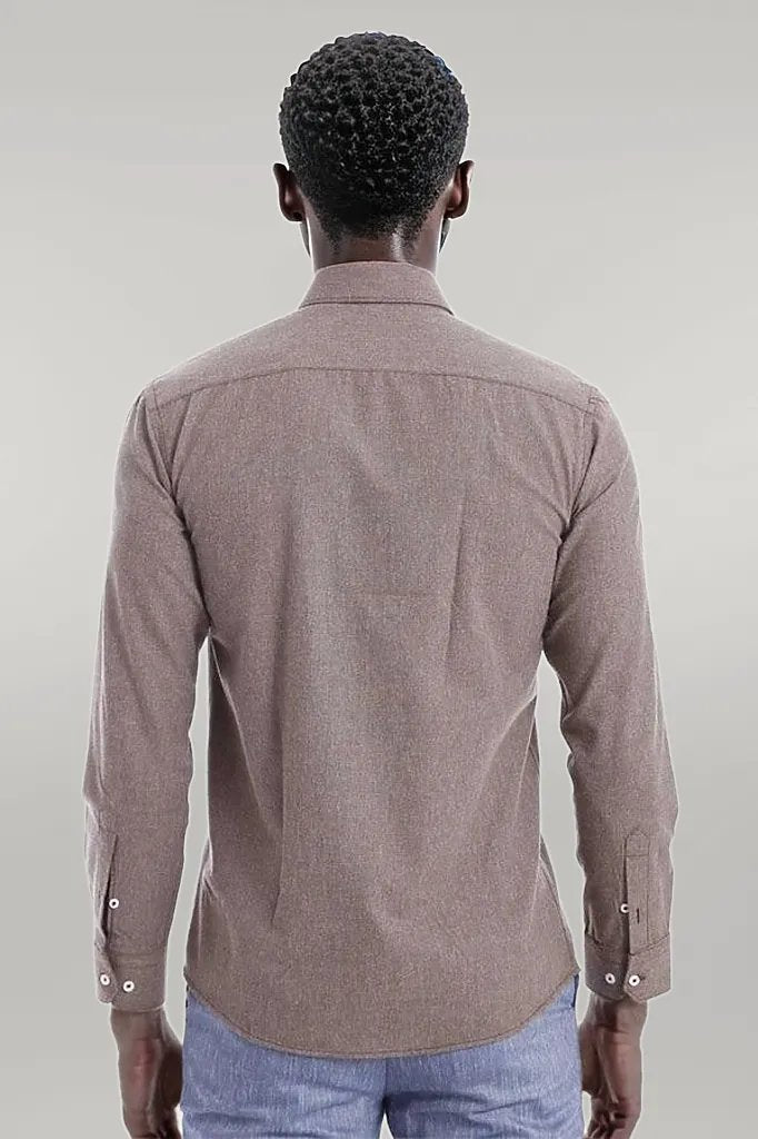 WSS Patterned Wool Dark Brown Shirt  - Singen