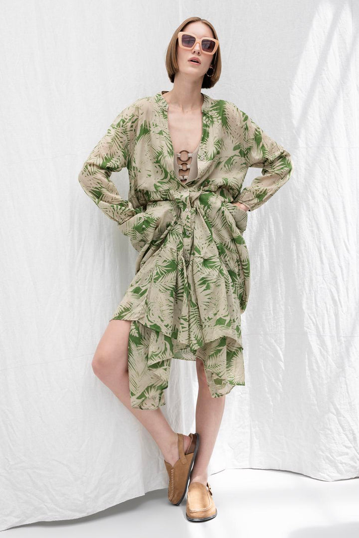 BSL Women Cotton Patterned Midi Dress - Schaarbeek