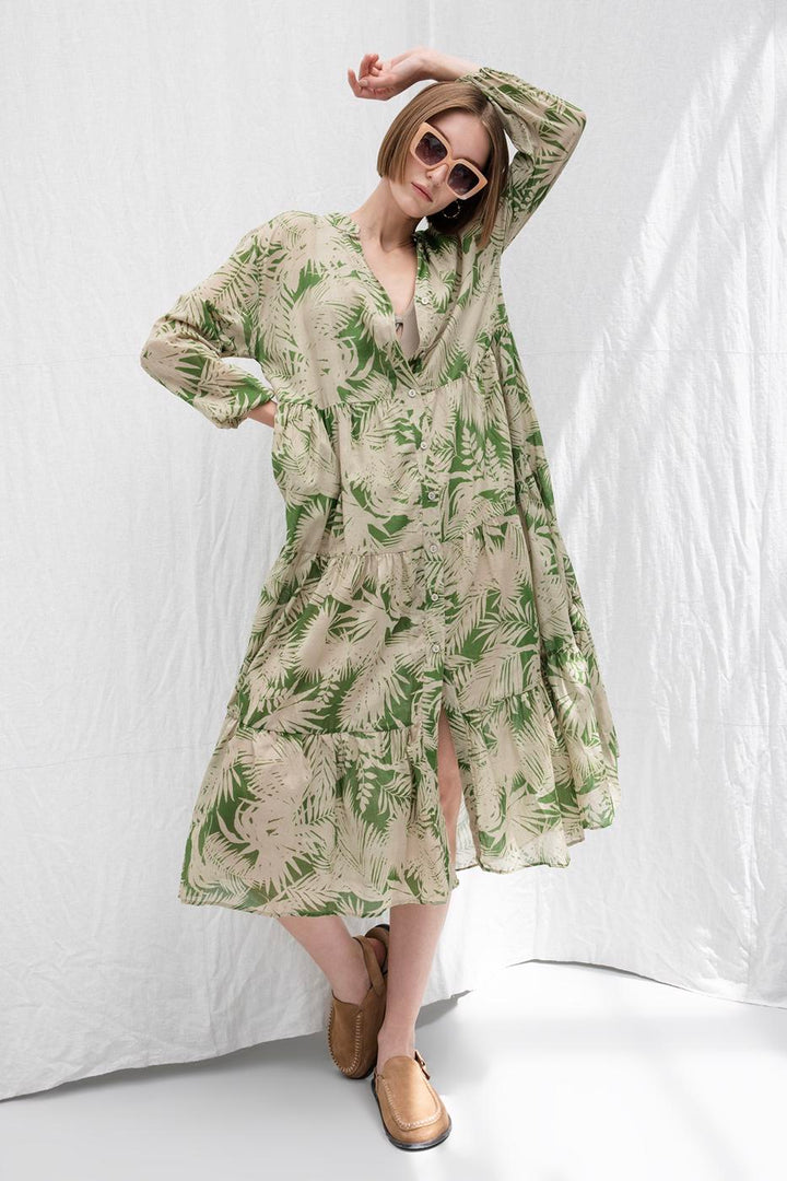 BSL Women Cotton Patterned Midi Dress - Schaarbeek