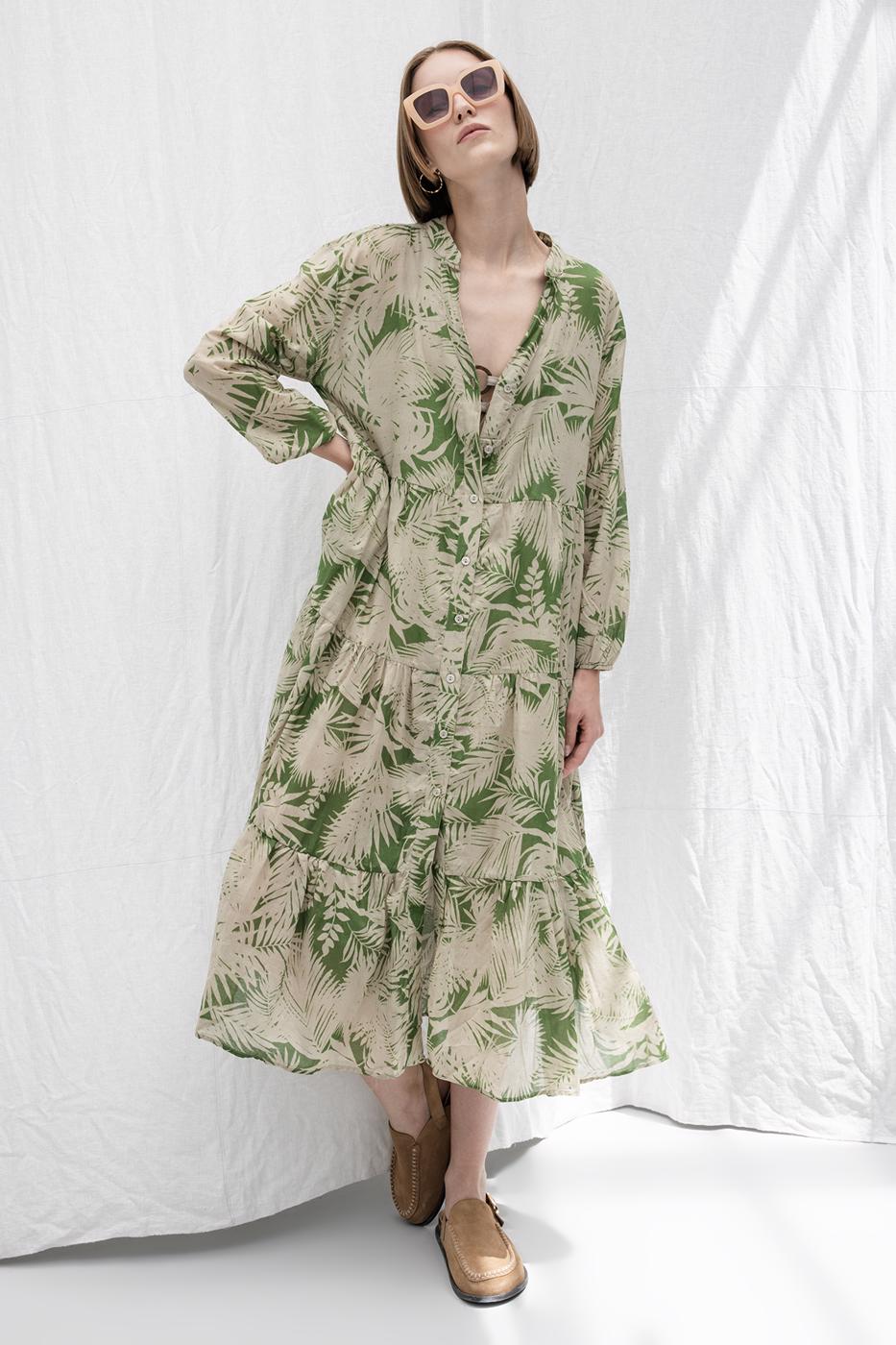 BSL Women Cotton Patterned Midi Dress - Schaarbeek