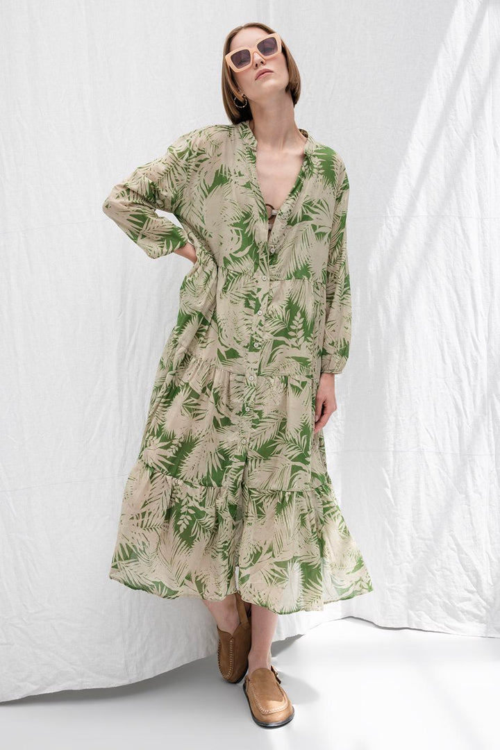 BSL Women Cotton Patterned Midi Dress - Schaarbeek