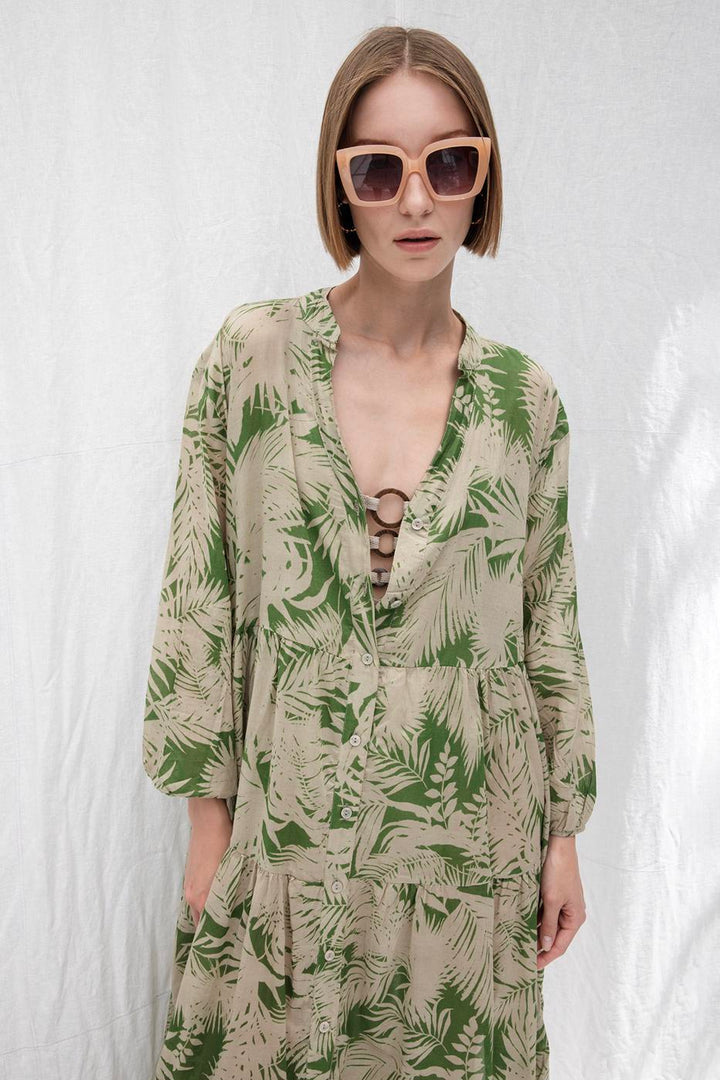 BSL Women Cotton Patterned Midi Dress - Schaarbeek