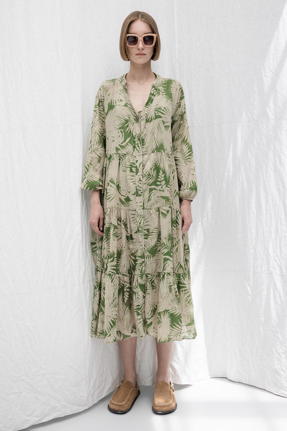 BSL Women Cotton Patterned Midi Dress - Schaarbeek