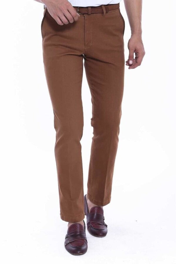 WSS Cotton Dot Pocket Brown Men Pants  - Bielefeld