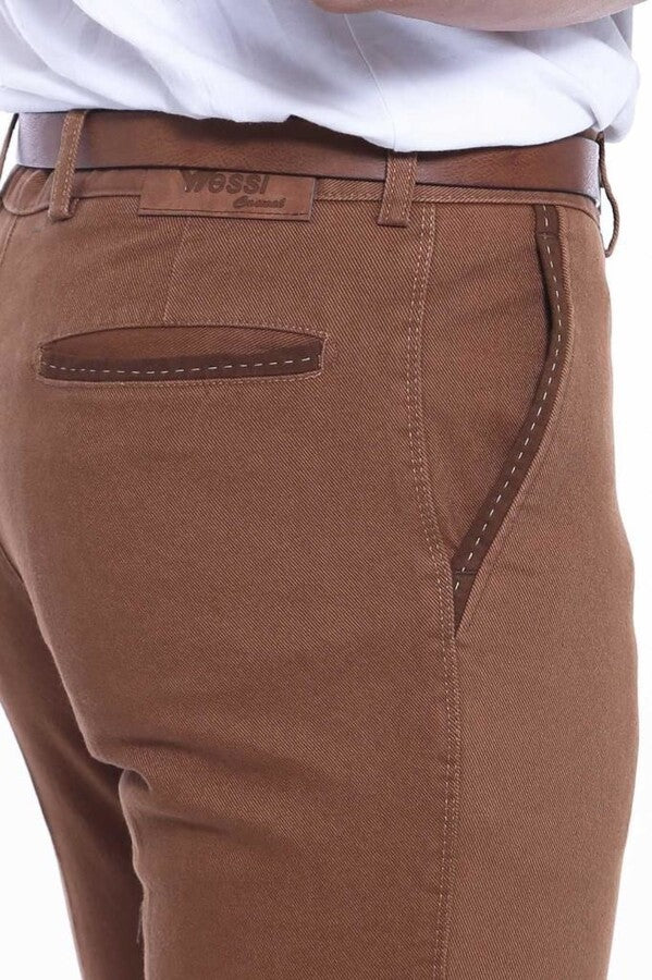 WSS Cotton Dot Pocket Brown Men Pants  - Bielefeld