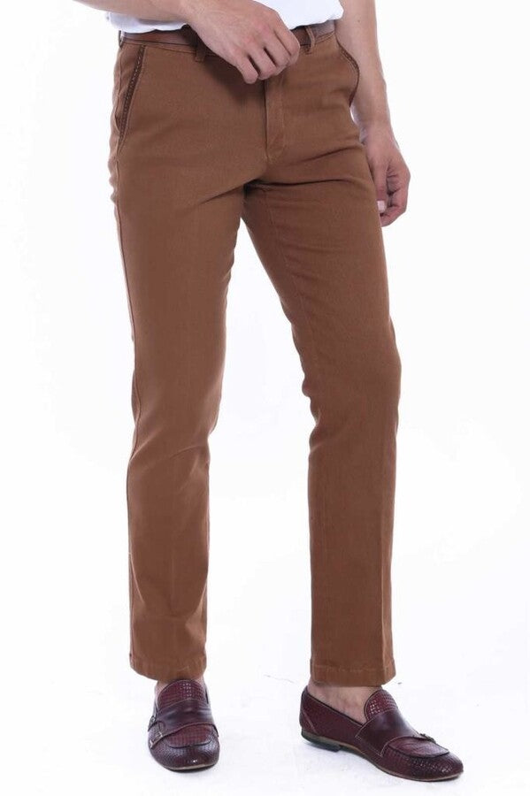 WSS Cotton Dot Pocket Brown Men Pants  - Bielefeld
