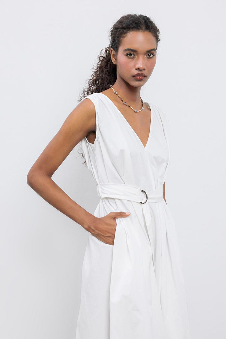 BSL Women Cotton Flared Skirt Midi Dress - Greenville