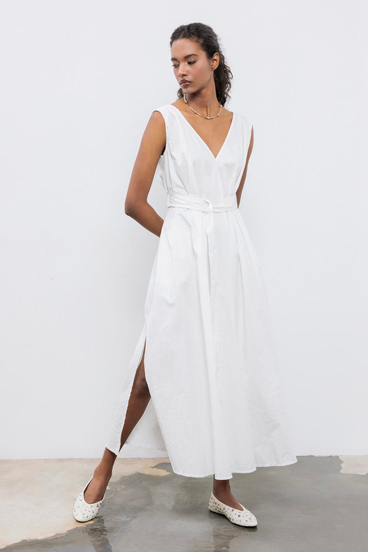 BSL Women Cotton Flared Skirt Midi Dress - Greenville